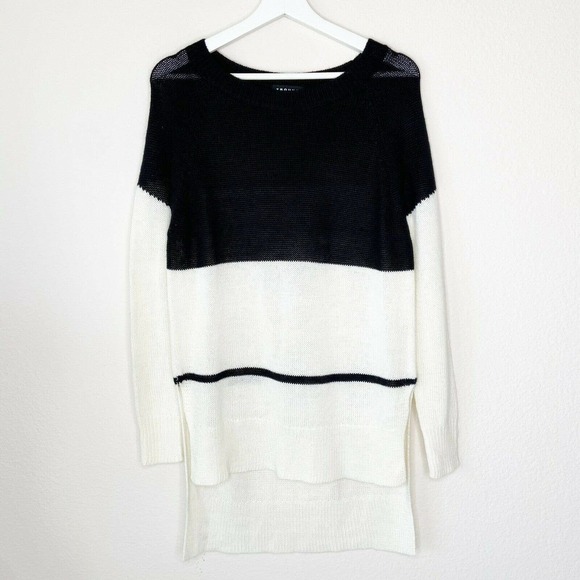 Trouve Striped Color Blocked High Low Sweater - Picture 2 of 6